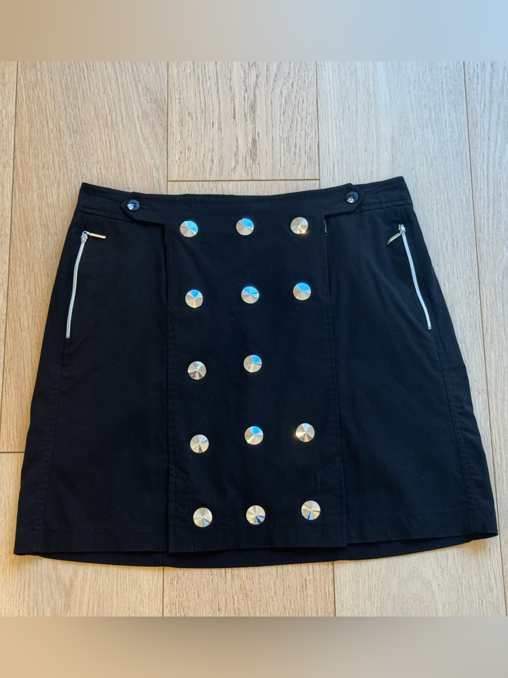 jamie sadock Black Skort with Silver Disc Stud Accents